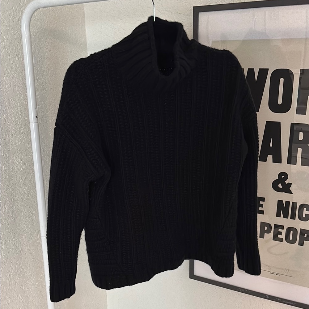 Garnet Hill Black Knit Cashmere Sweater